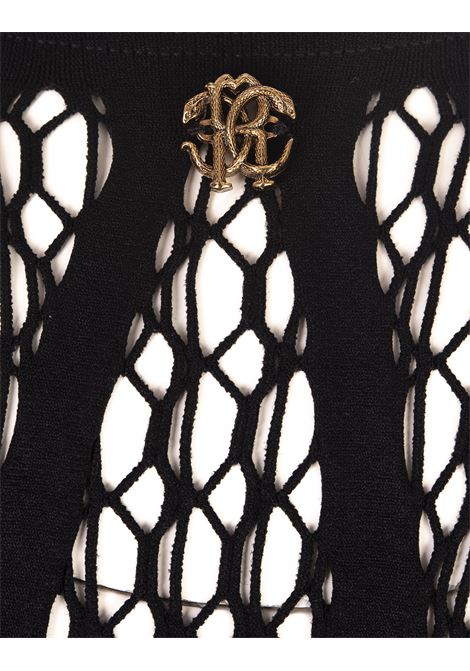 Abito Midi Con Motivo Traforato Nero ROBERTO CAVALLI | UKT152-MA00105051